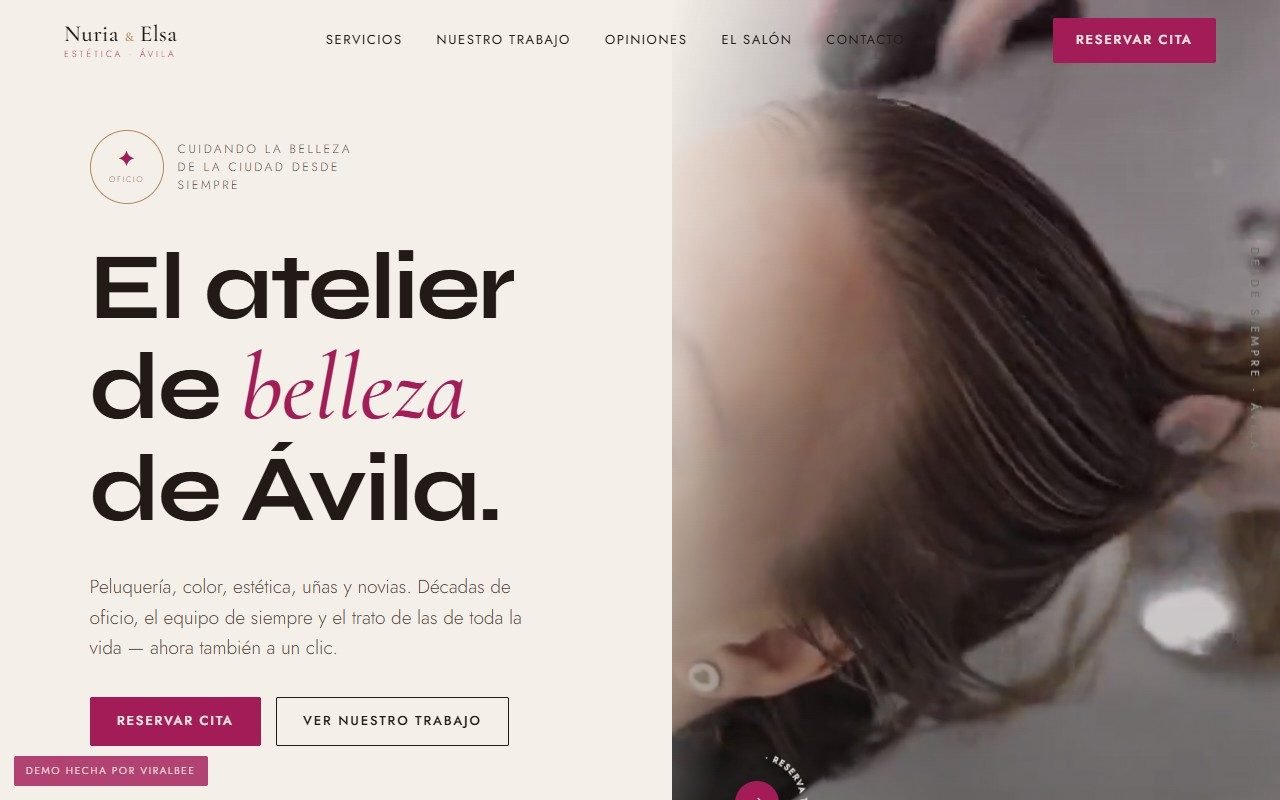 Web de muestra para belleza: Peluquería y estética