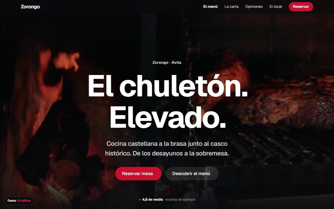 Web de muestra para restauración: Restaurante de brasa